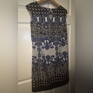 Blue and white paisley dress